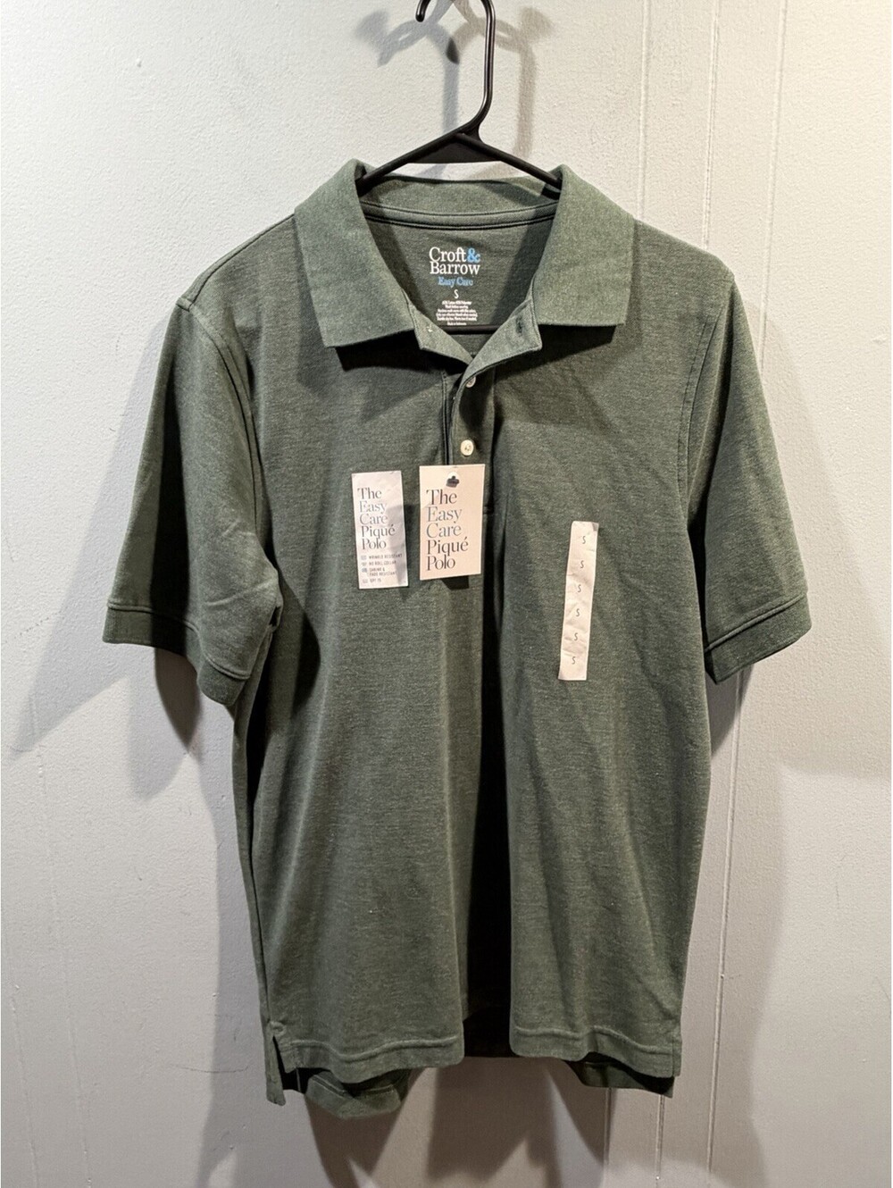 Mens Croft & Barrow Polo Shirt Size Small Easy Care Olive Green